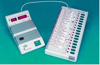 This is the image of a voting machine coupled with vote counting machine	